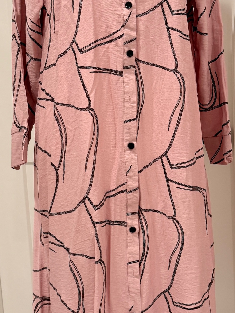 Pink Abstract Print Button-Front Women's Dress